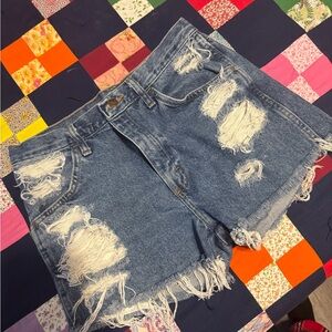 Rustler Blue Distressed Jean Shorts
